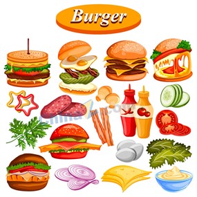 美味汉堡包元素矢量素材